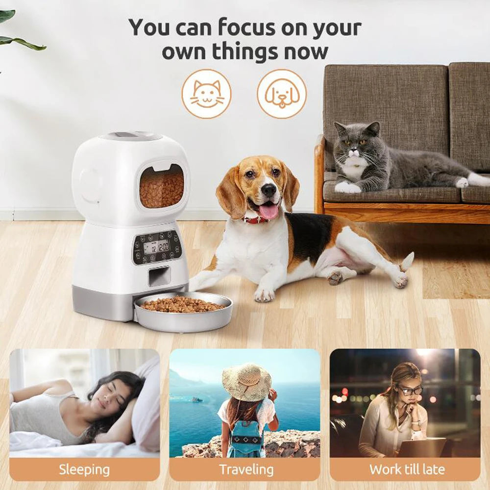 3.5L Automatic Pet Feeder For Cats WiFi Smart Swirl Slow Dog Feeder