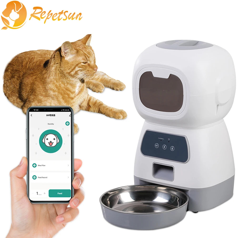 3.5L Automatic Pet Feeder For Cats WiFi Smart Swirl Slow Dog Feeder